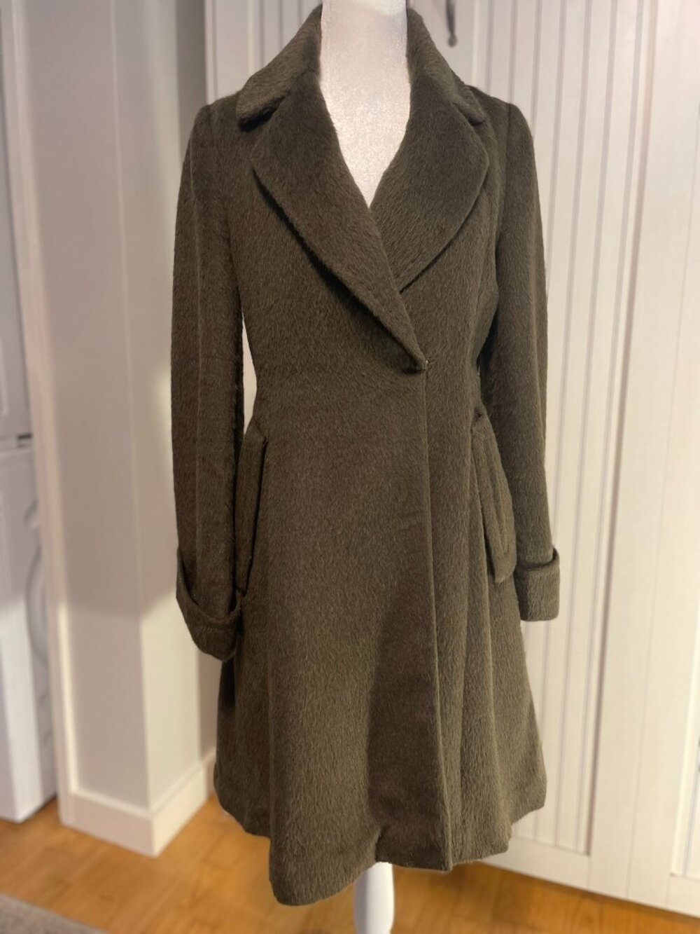 MINIMUM Reflex Alpaca 70% Wool 30% Coat Womens Small Brown Long Luxury  Coat